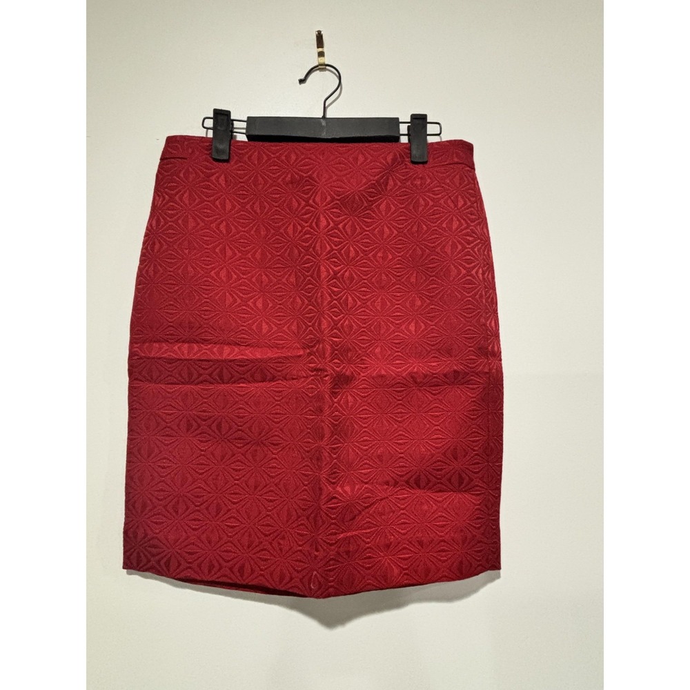 The Limited‎ Petite Skirt Womens 6P Red Textured Jacquard Pencil Lined Office